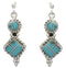 Turquoise Inlay And Silver Post Dangle Earrings FX31044